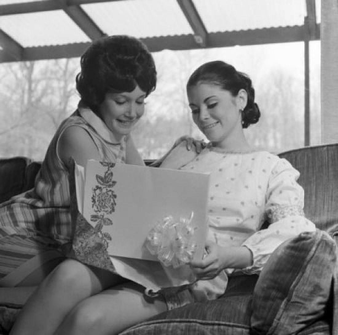 Young woman and her mother watching gift Canvas Art - (24 x 36)