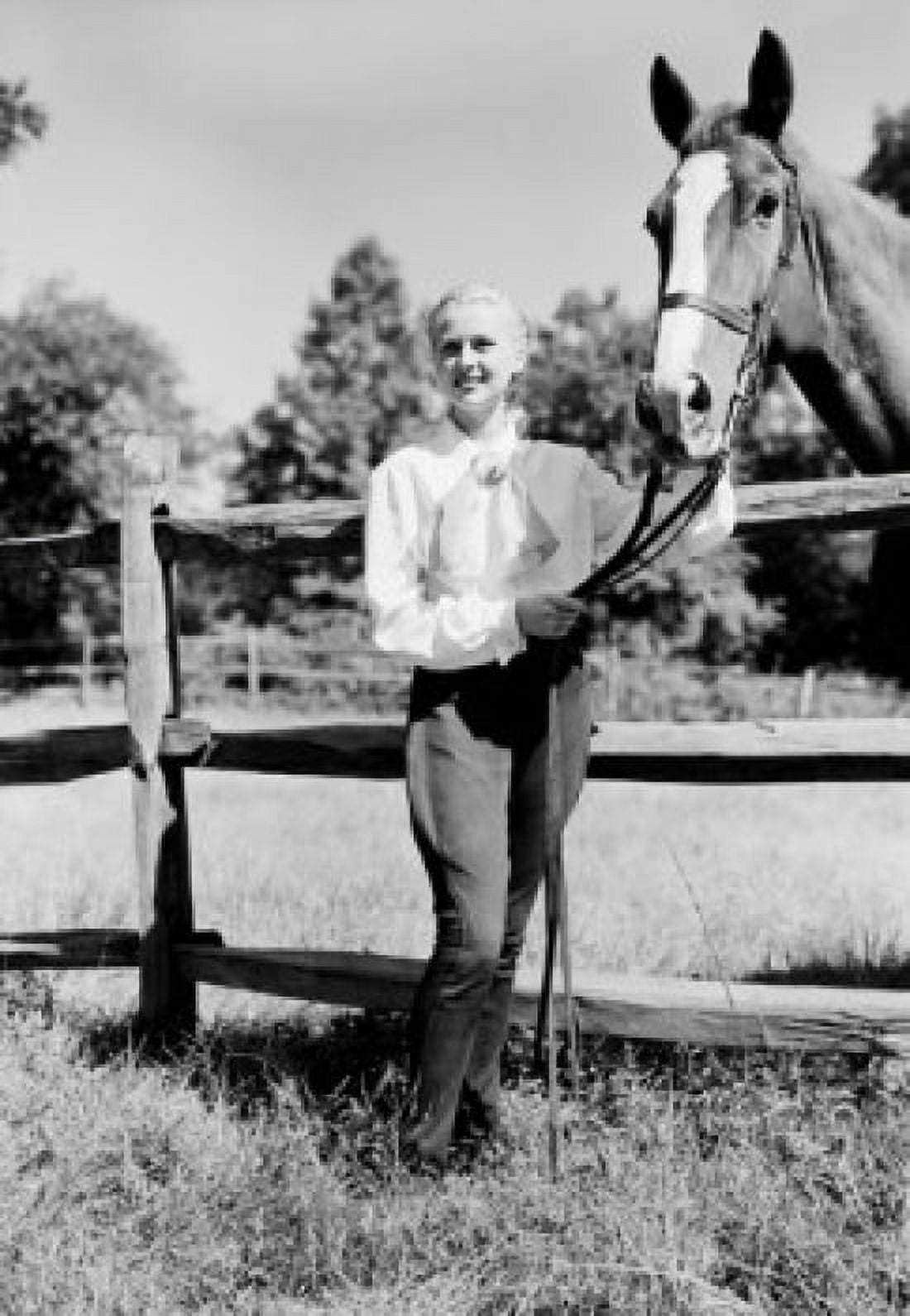 Young woman and horse on farm Canvas Art - (18 x 24)