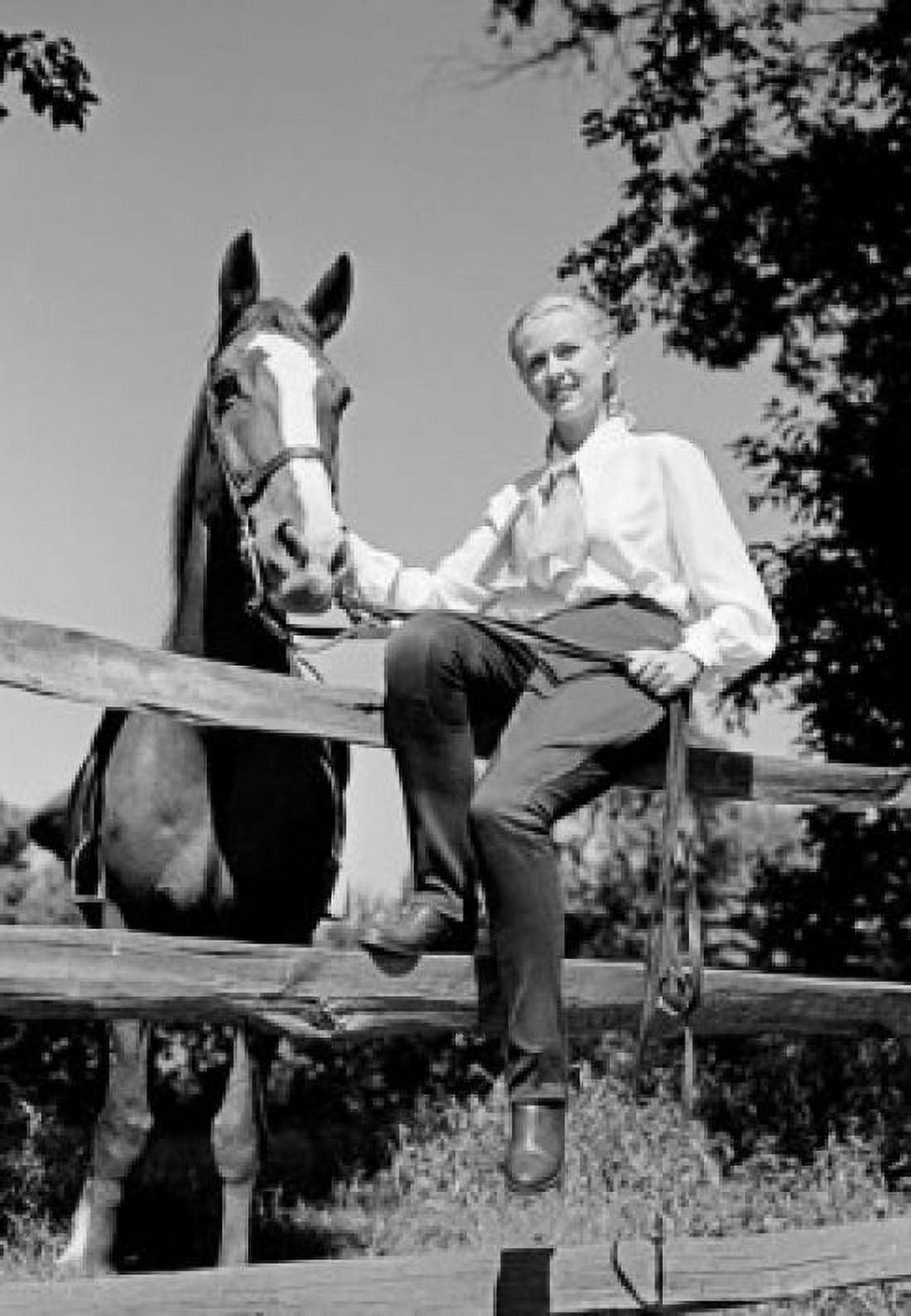 Young woman and horse on farm Canvas Art - (18 x 24)