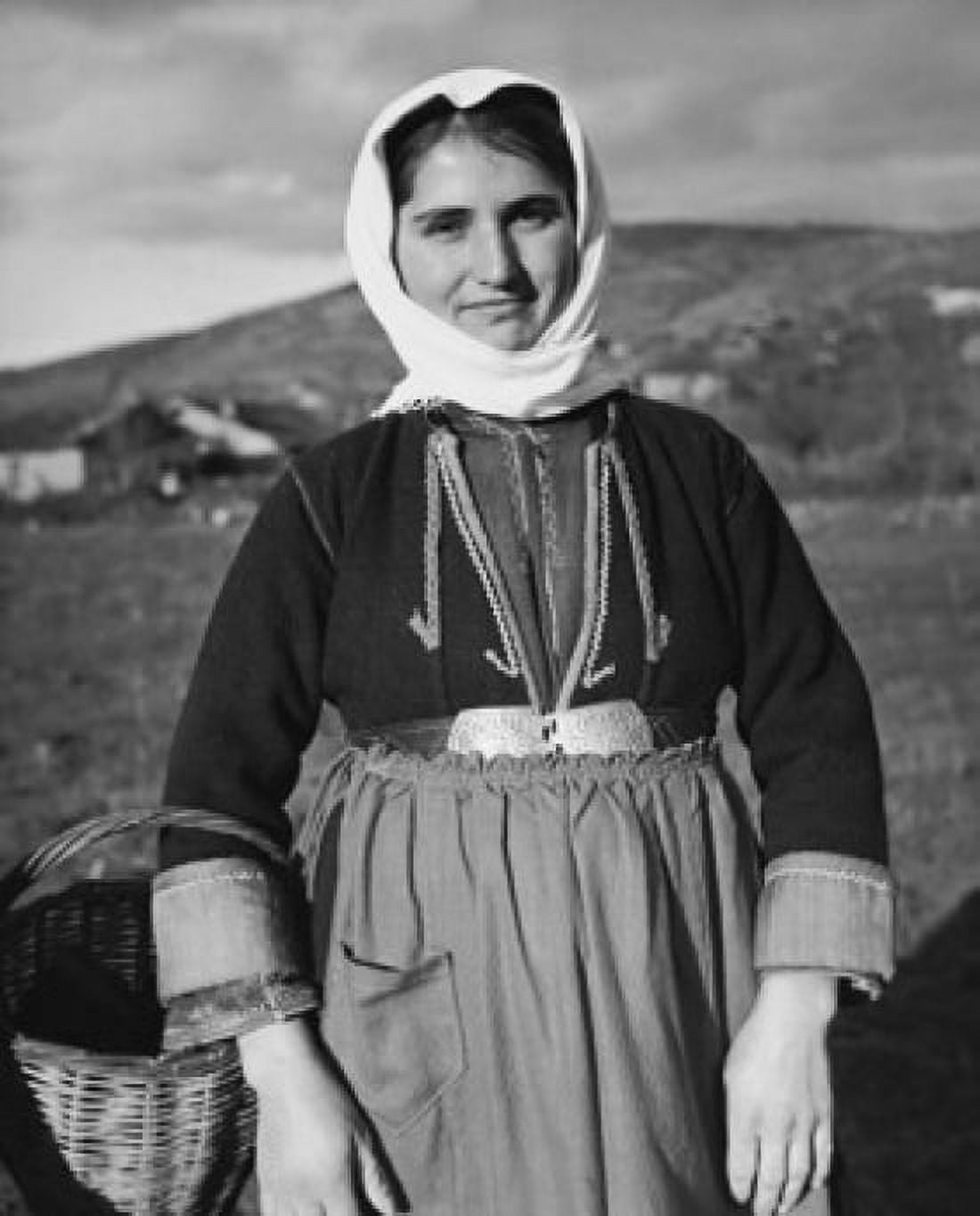 Young woman carrying a basket Orestiada Greece Canvas Art - (24 x 36)
