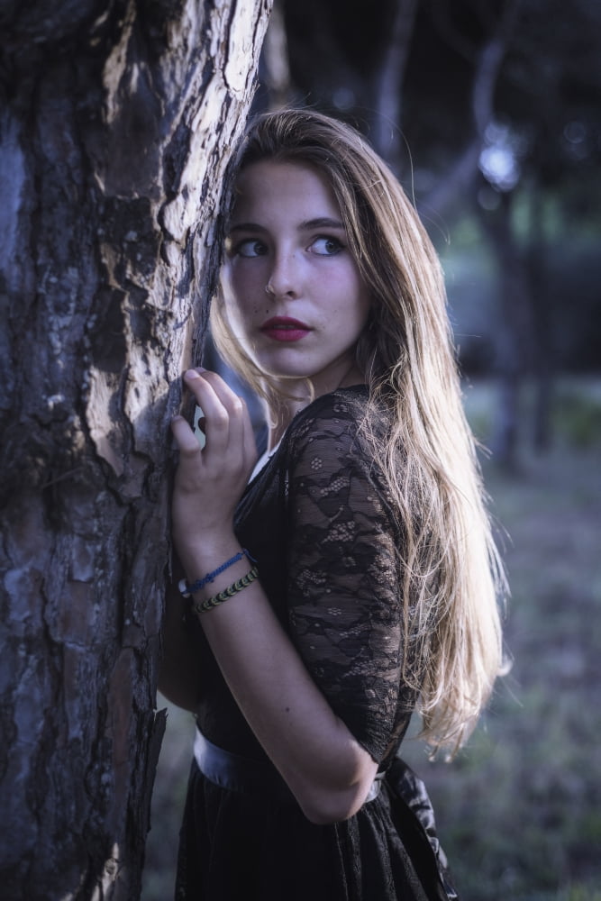 Young woman hiding in a forest Tarifa Cadiz Andalusia Spain Canvas Art - Ben Welsh Design Pics (12 x 18)