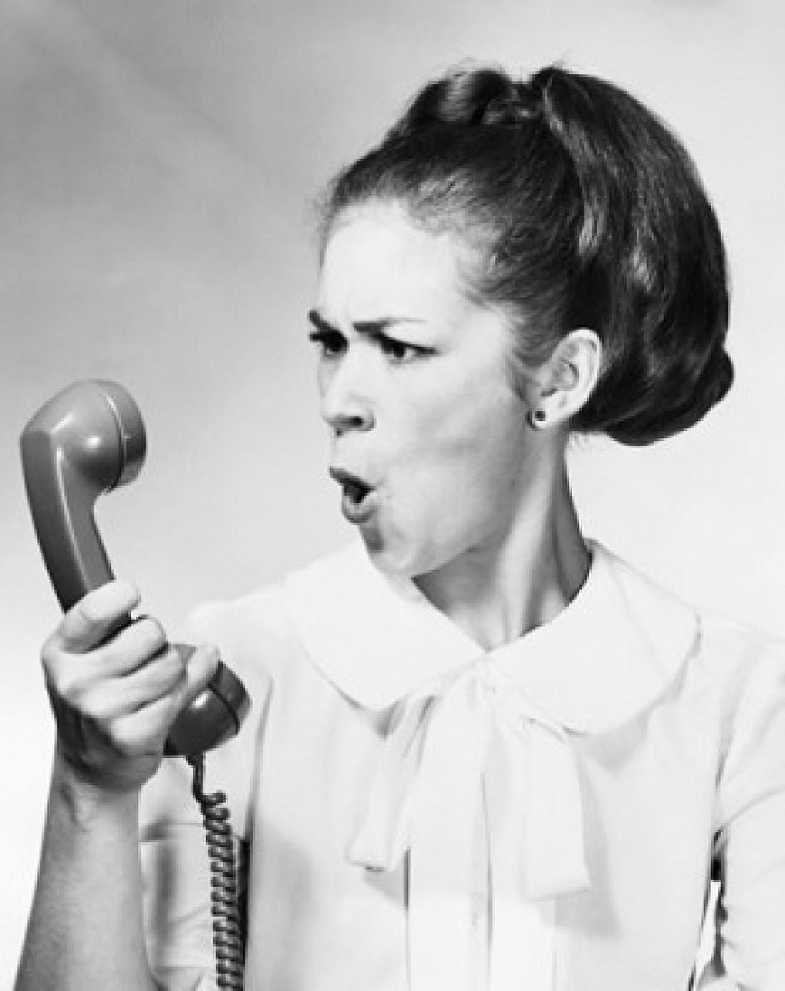 Young woman holding telephone receiver and shouting Canvas Art - (18 x 24)