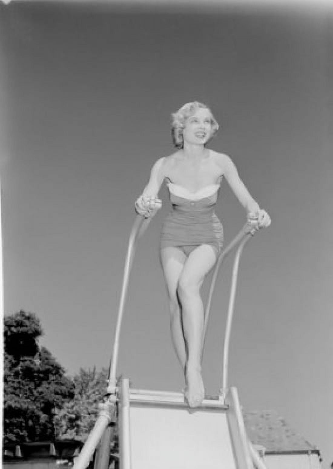 Young woman in swimwear on slide Canvas Art - (18 x 24)