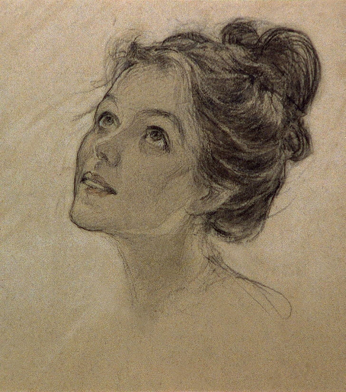 Young woman looking up Canvas Art - William Leroy Jacobs (18 x 24)