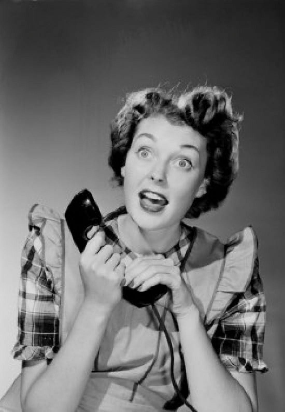 Young woman on landline phone Canvas Art -  (24 x 36)