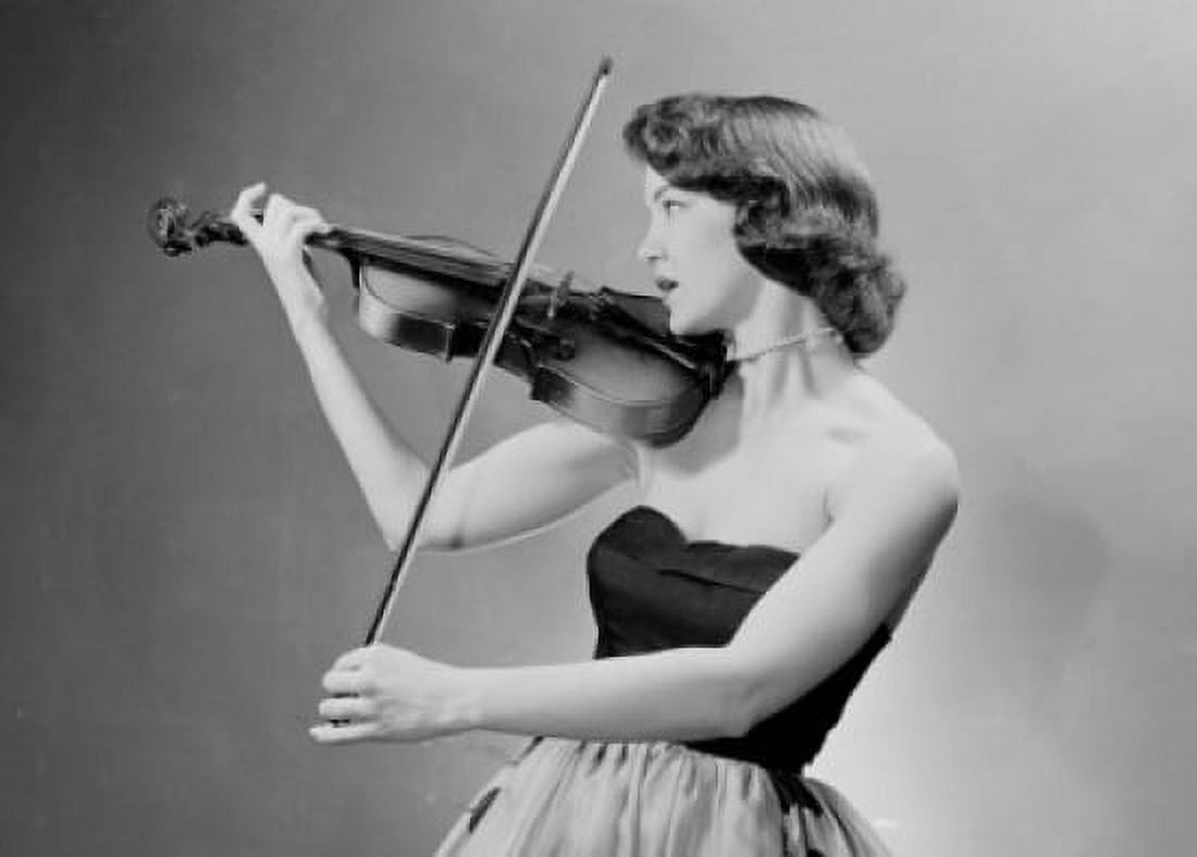 Young woman playing violin Canvas Art - (24 x 36)