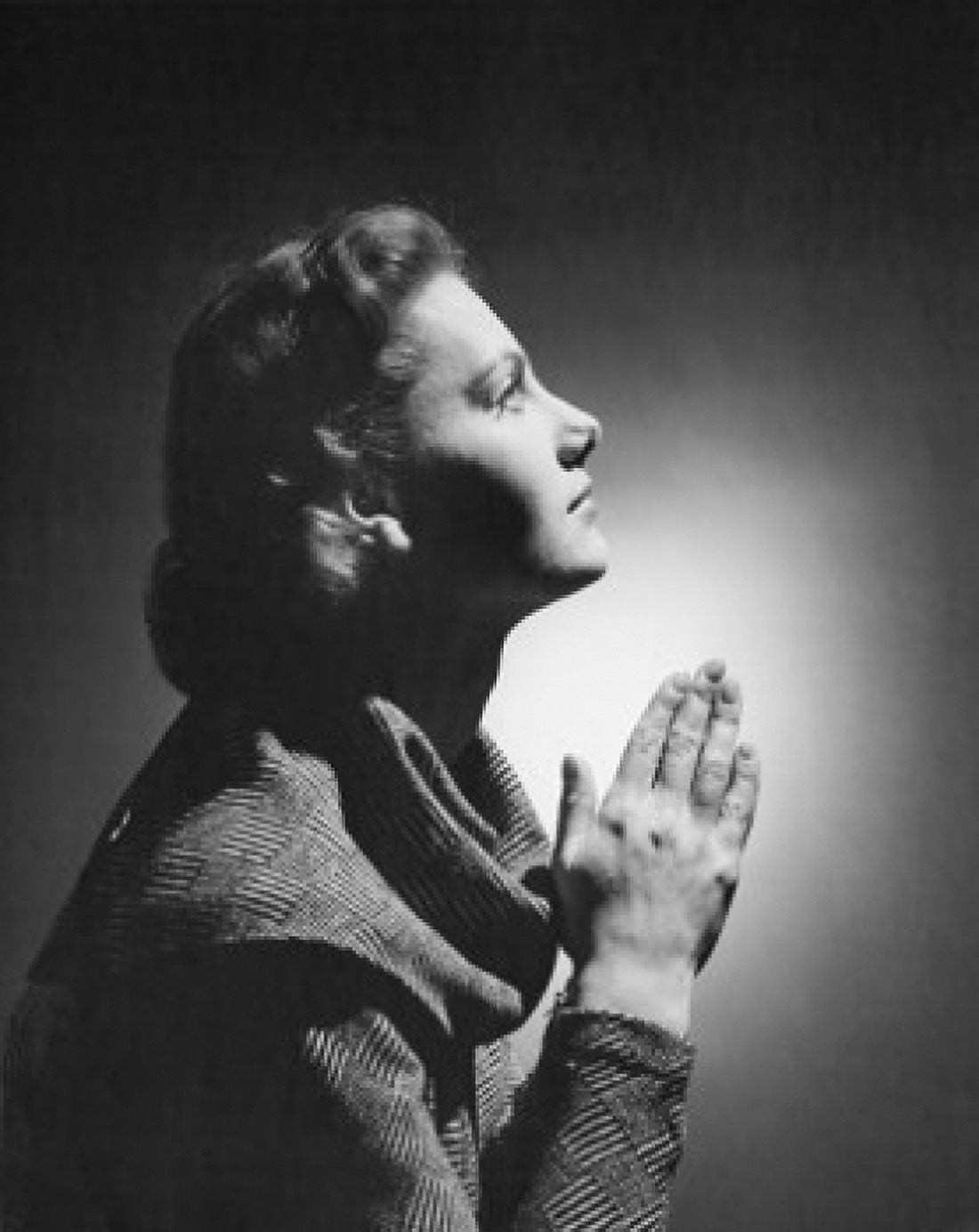 Young woman praying Canvas Art - (24 x 36)