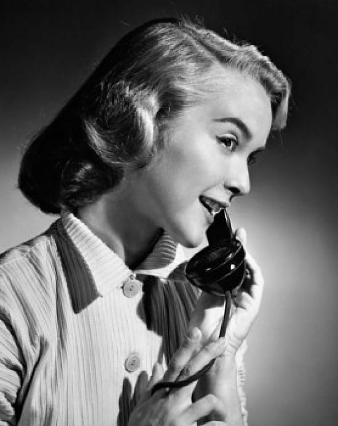 Young woman talking on the telephone Canvas Art - (24 x 36)