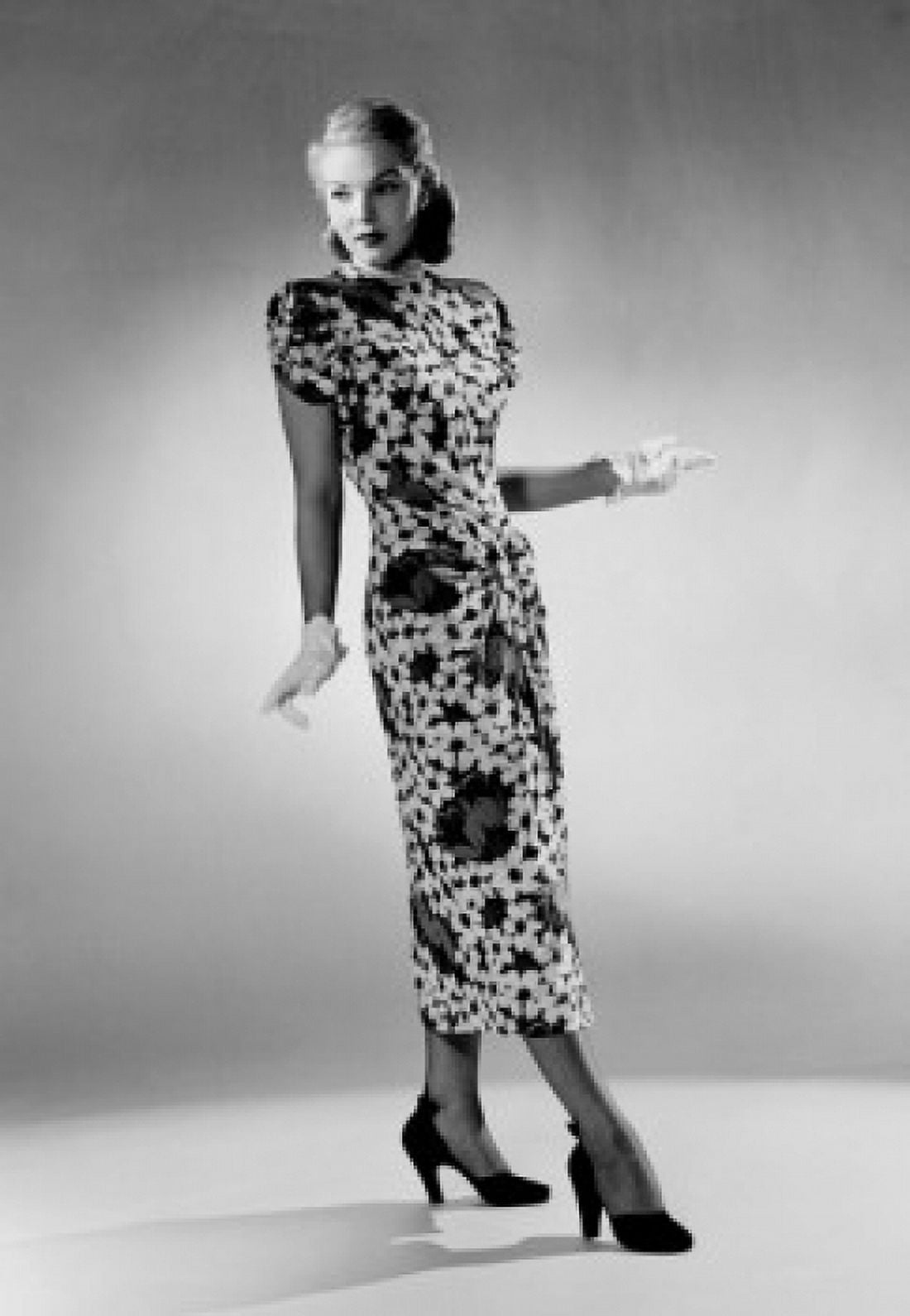 Young woman wearing dress high heels and formal gloves Canvas Art - (24 x 36)