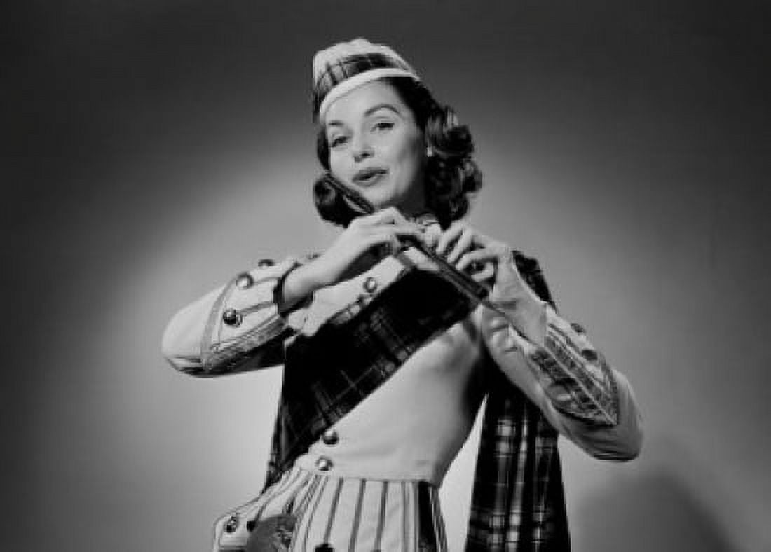 Young woman wearing period costume playing flute Canvas Art - (18 x 24)