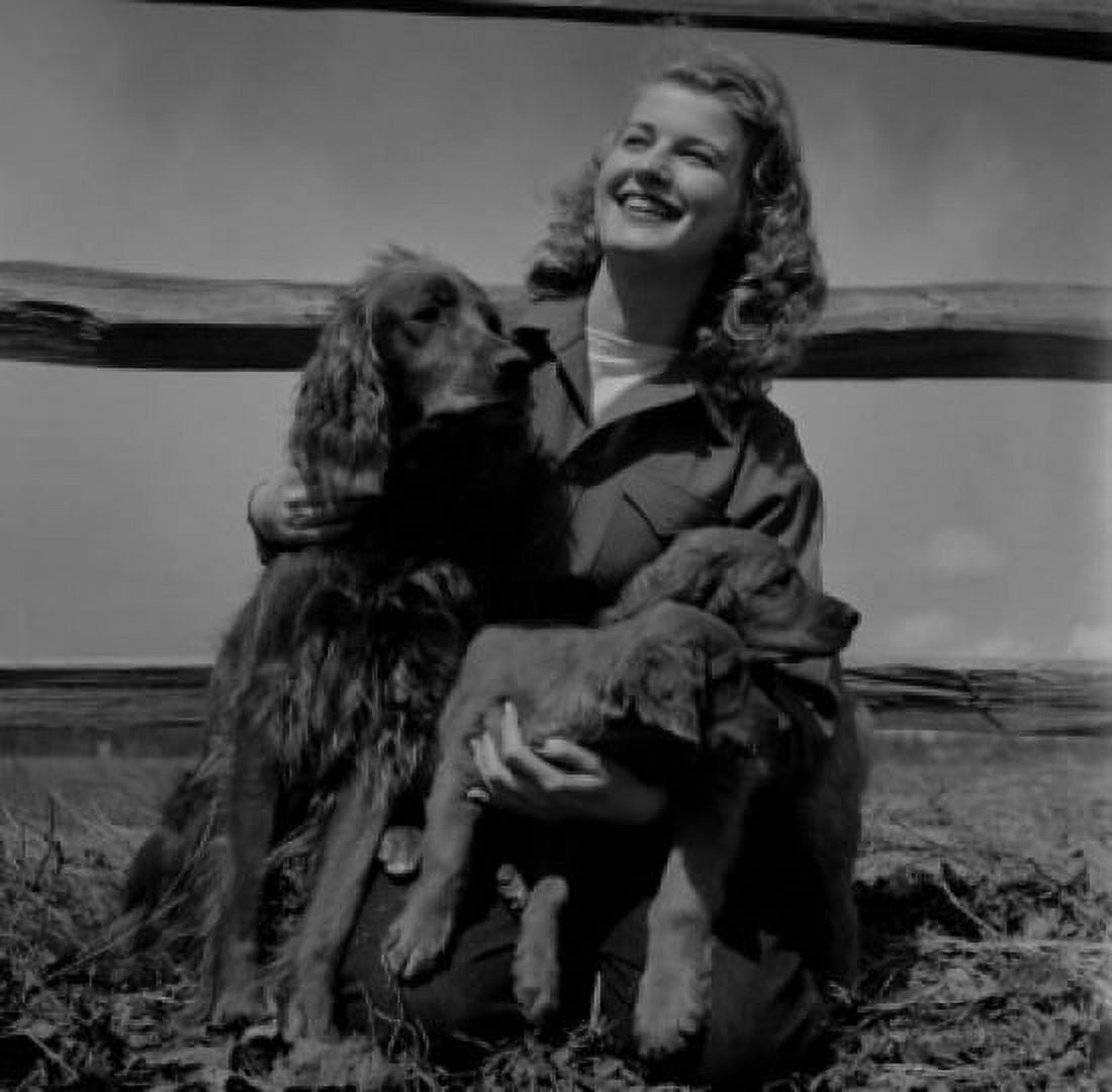 Young woman with cocker spaniels Canvas Art - (18 x 24)