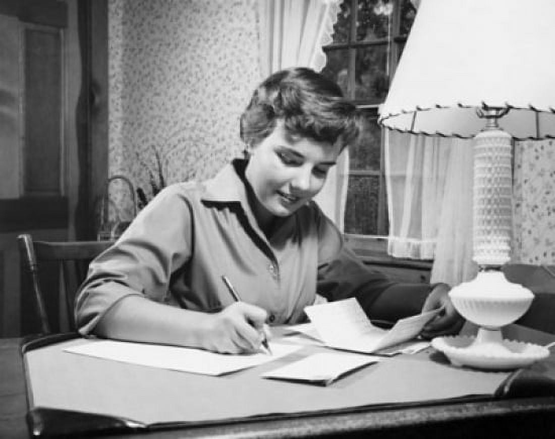 Young woman writing letter Canvas Art - (18 x 24)