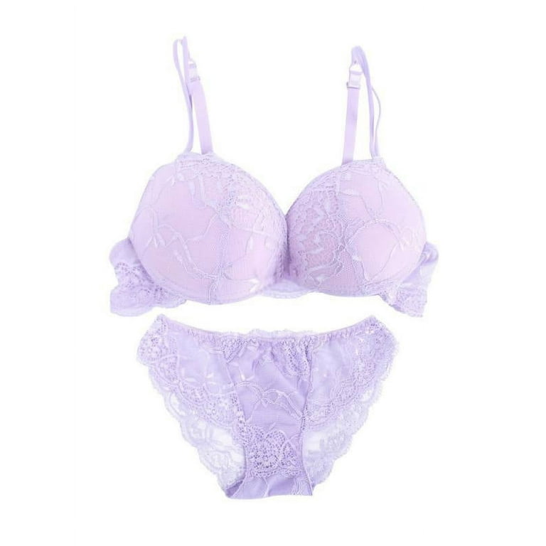 Young women Floral Lace underwear set push up bra and panty B Cup