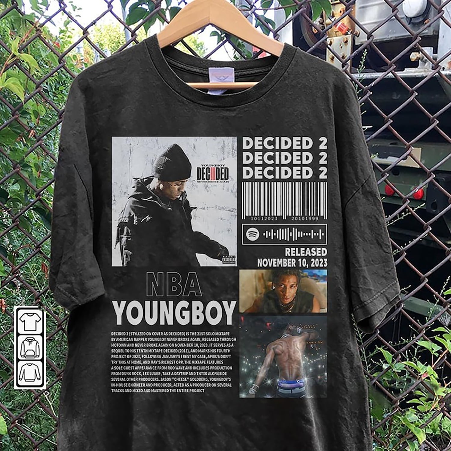 YoungBoy Never Broke Again Rap Merch Shirt, Decided 2 Album 90s Tee ...