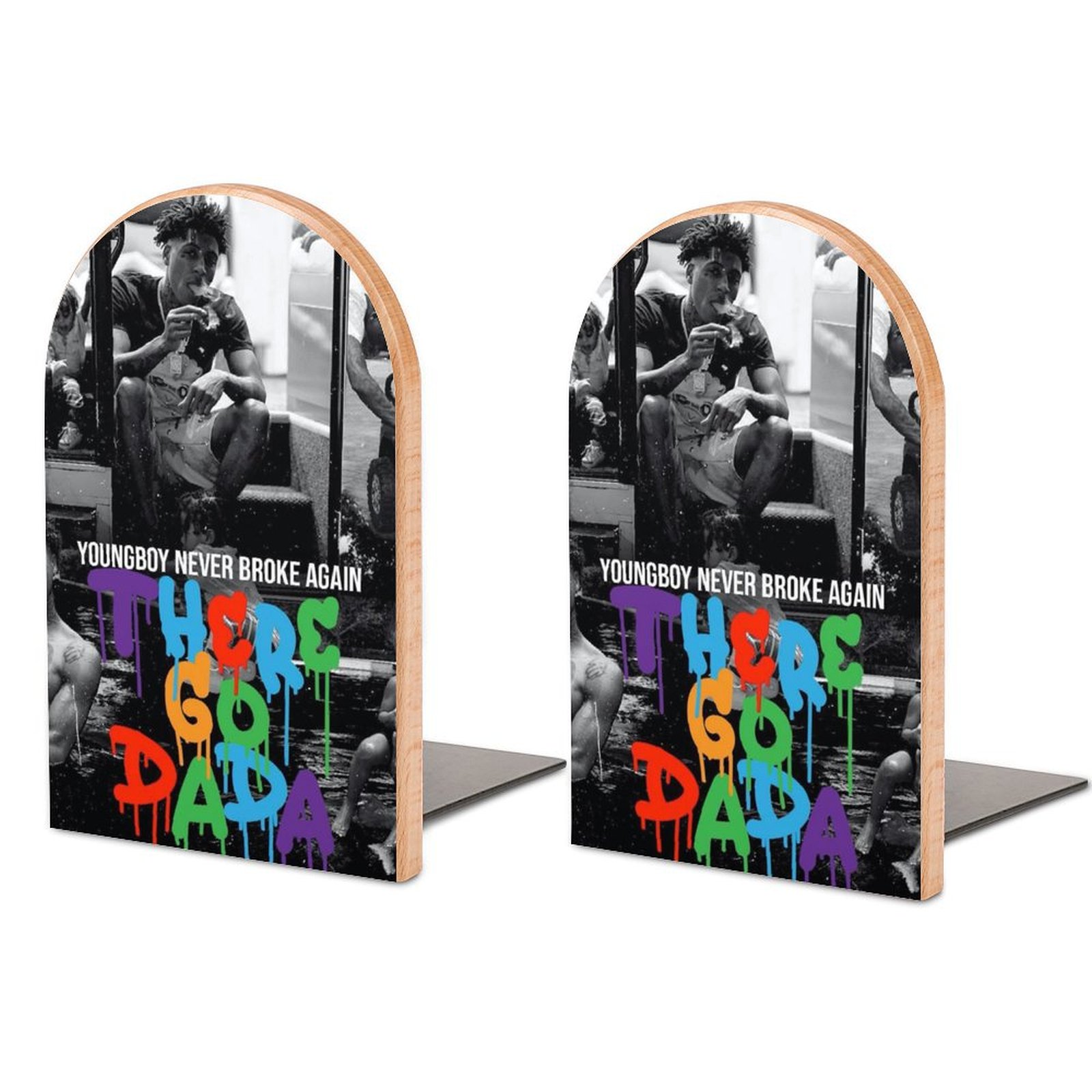 YoungBoy Never Broke Again Song Bookends Wood Book Divider Decor