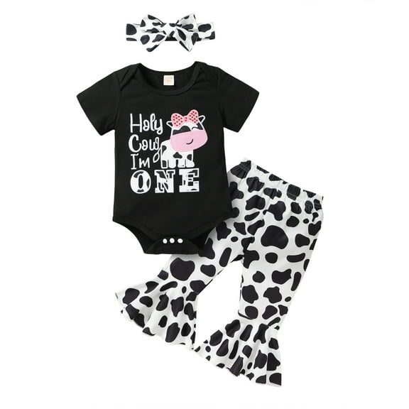 Younger Tre Baby Girl 1st Birthday Outfits My first Birthday Romper Flared Pants Birthday Clothes for 12-18 Months