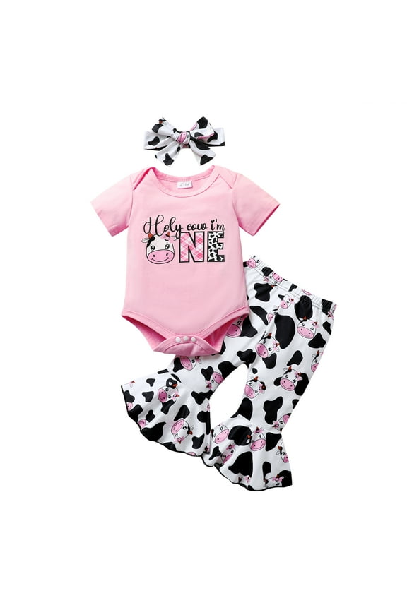 Younger Tre Baby Girl 1st Birthday Outfits My first Birthday Romper Flared Pants Birthday Clothes for 12-18 Months