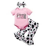 Younger Tre Baby Girl 1st Birthday Outfits My first Birthday Romper Flared Pants Birthday Clothes for 6-12 Months