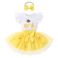 thumbnail image 1 of Younger Tree 1st Birthday Girl Outfit Baby Bee Short Sleeve Romper Top Tutu Princess Skirt Clothes Set for 6-12 Months, 1 of 7
