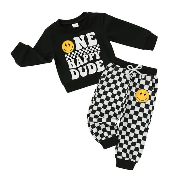 Younger Tree 1st Birthday Outfit Boy Winter Smile Cool Long Sleeve Sweatshirt Clothes Set Gift for 6-12 Months