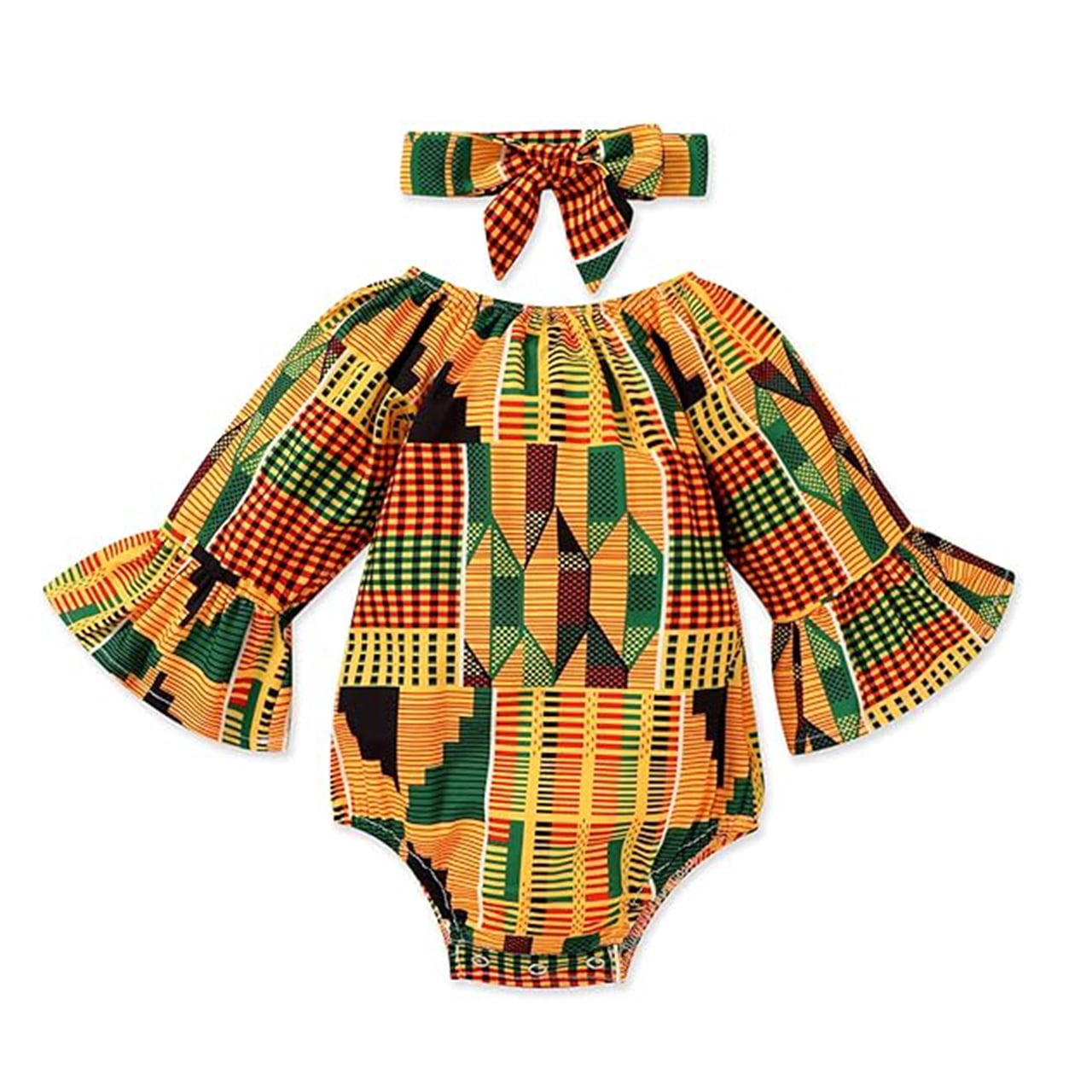 Younger Tree African Baby Clothes Girl Dashiki Ankara Outfit Set for 12