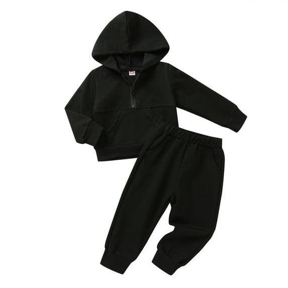 Younger Tree Baby Boy Girl Clothes Fall Winter Solid Color Zipper Long Sleeve Hoodie Sweatsuit and Sweatpants Outfits for 3-4T