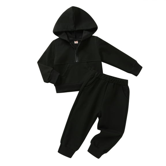 Younger Tree Baby Boy Girl Clothes Fall Winter Solid Color Zipper Long Sleeve Hoodie Sweatsuit and Sweatpants Outfits for 4-5T