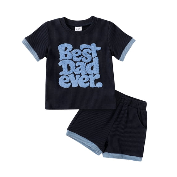 Younger Tree Baby Boy Summer Clothes Letter Short Sleeve T-Shirt Shorts Outfits Set for 12-18 Months