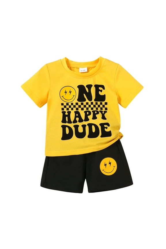 Baby Boy Summer Clothes Short Sleeve Smile Short Sets 1st Birthday Gifts for Boy for 18-24 Months