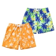 Younger Tree Baby Boy Swim Trunks 2 Pack Toddler Cute Cartoon Beach Bathing Shorts Swimsuit Swimwear for 18-24 Months