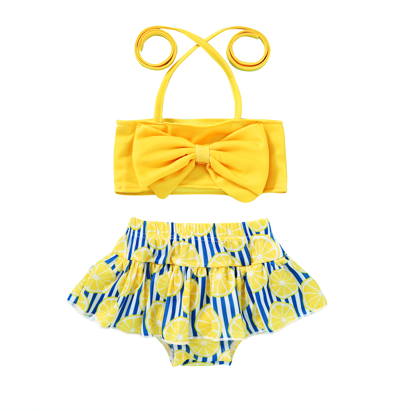 Besly Teen Girls Bikini Swimsuits Set Two Piece Bathing Suit V Neck Solid Color Swimwear 7566