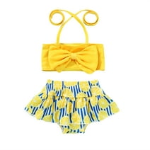 Girls Swimsuit Holiday Cute Solid Macrame Bikini Set Two Piece Bathing ...