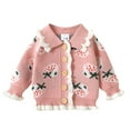 thumbnail image 1 of Younger Tree Baby Girl Cardigan Sweaters Long Sleeve Button Closure Knitted Cable Cardigan Coat for 0-6 Months, 1 of 7