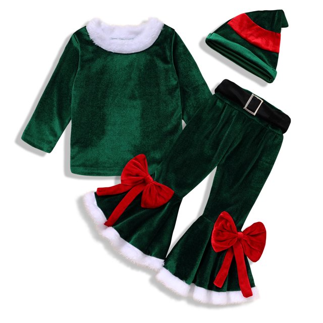 Younger Tree Baby Girl Christmas Clothes Outfits Kid Long Sleeve Plush