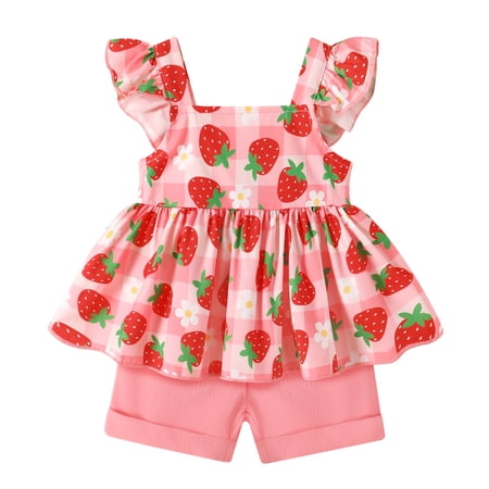 Younger Tree Baby Girl Clothes Outfits Summer Sleeveless Ruffle Bowknot Dress Top Shorts Set 2PCS for 18-24 Months