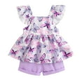 thumbnail image 1 of Younger Tree Baby Girl Clothes Outfits Summer Sleeveless Ruffle Bowknot Dress Top Shorts Set 2PCS for 18-24 Months, 1 of 7
