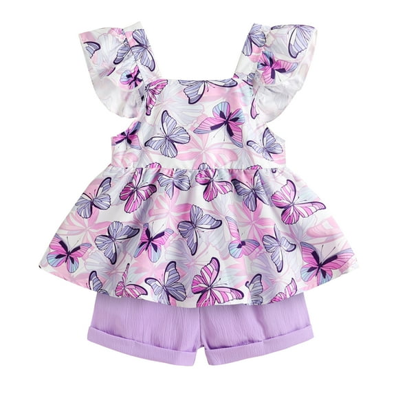 Younger Tree Baby Girl Clothes Outfits Summer Sleeveless Ruffle Bowknot Dress Top Shorts Set 2PCS for 18-24 Months