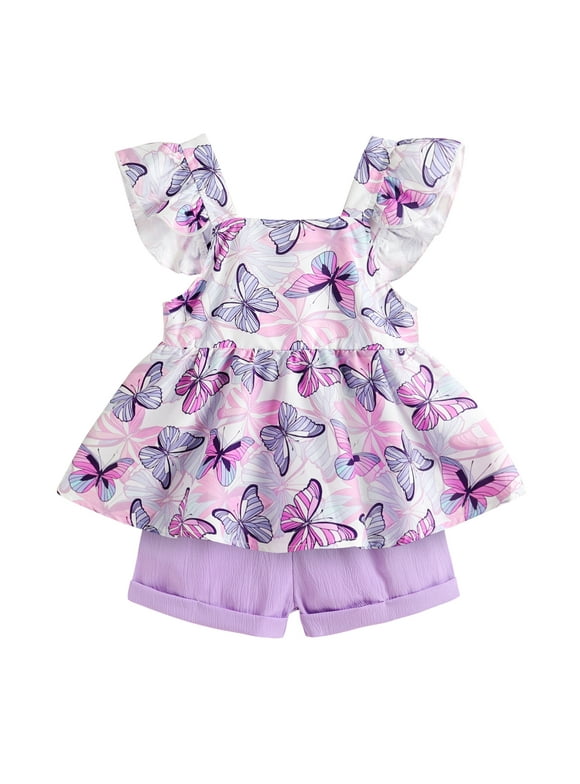 Baby Girl Clothes Outfits Summer Sleeveless Ruffle Bowknot Dress Top Shorts Set 2PCS for 18-24 Months