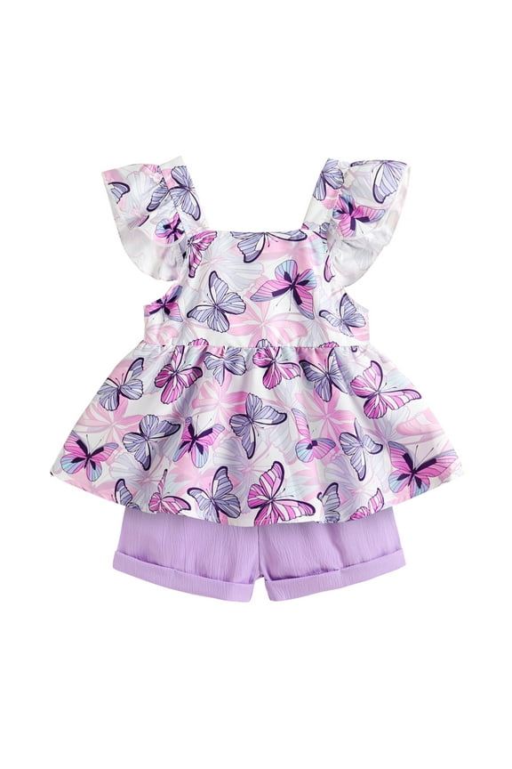 Baby Girl Clothes Outfits Summer Sleeveless Ruffle Bowknot Dress Top Shorts Set 2PCS for 18-24 Months