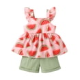 thumbnail image 1 of Younger Tree Baby Girl Clothes Outfits Summer Sleeveless Ruffle Bowknot Dress Top Shorts Set 2PCS for 18-24 Months, 1 of 7