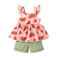 thumbnail image 1 of Younger Tree Baby Girl Clothes Outfits Summer Sleeveless Ruffle Bowknot Dress Top Shorts Set 2PCS for 2-3T, 1 of 7