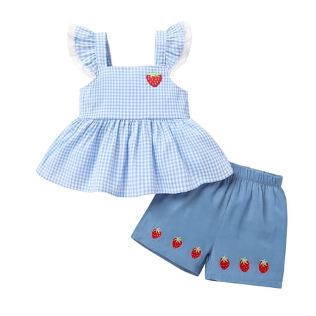 Younger Tree Baby Girl Clothes Outfits Summer Sleeveless Ruffle Bowknot Dress Top Shorts Set 2PCS for 4-5T