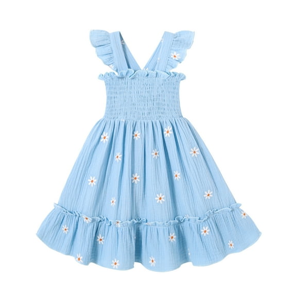 Younger Tree Baby Girl Dress Kid Summer Clothes Sleeveless Flower Beach Boho Princess Butterfly Sundress for 4-5T