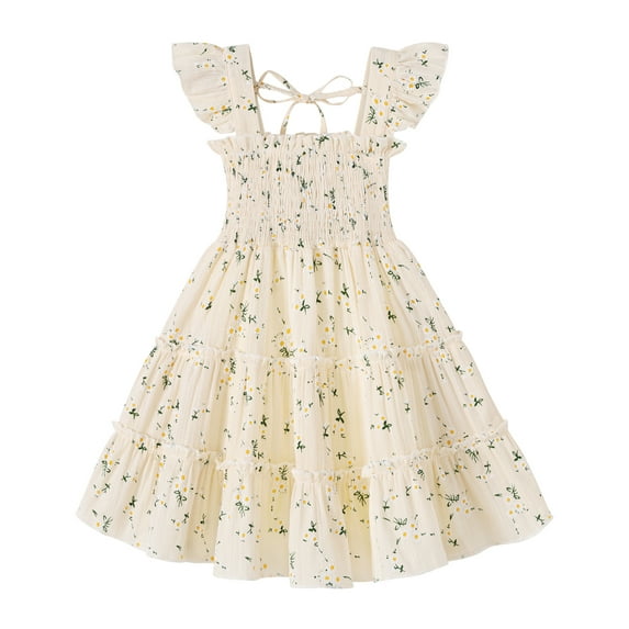 Younger Tree Baby Girl Dress Kid Summer Clothes Sleeveless Flower Beach Boho Princess Sundress for 3-4T