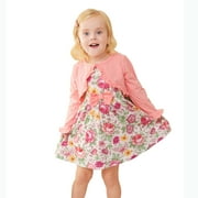 Younger Tree Baby Girl Dress Set 2PCS Fall Winter Long Sleeve Cardigan Floral Sleeveless Sundress Clothes Outfits for 3-4T