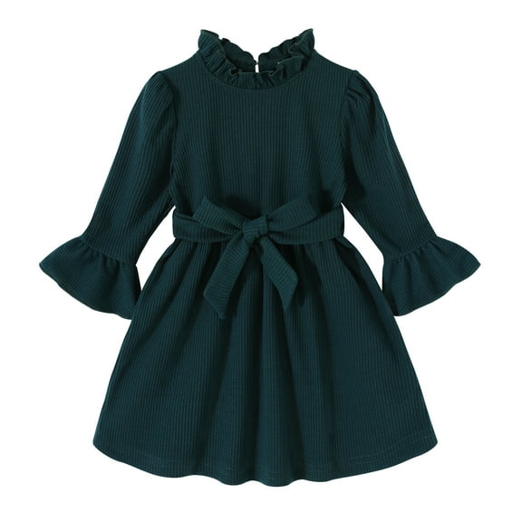 Younger Tree Baby Girl Fall Winter Dress Long Sleeve Turtleneck Vintage Knit Sweater Dress Little Girl Dresses Skirt Outfit Set for 3-4T