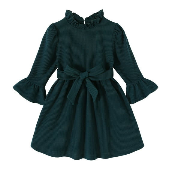 Younger Tree Baby Girl Fall Winter Dress Long Sleeve Turtleneck Vintage Knit Sweater Dress Little Girl Dresses Skirt Outfit Set for 4-5T