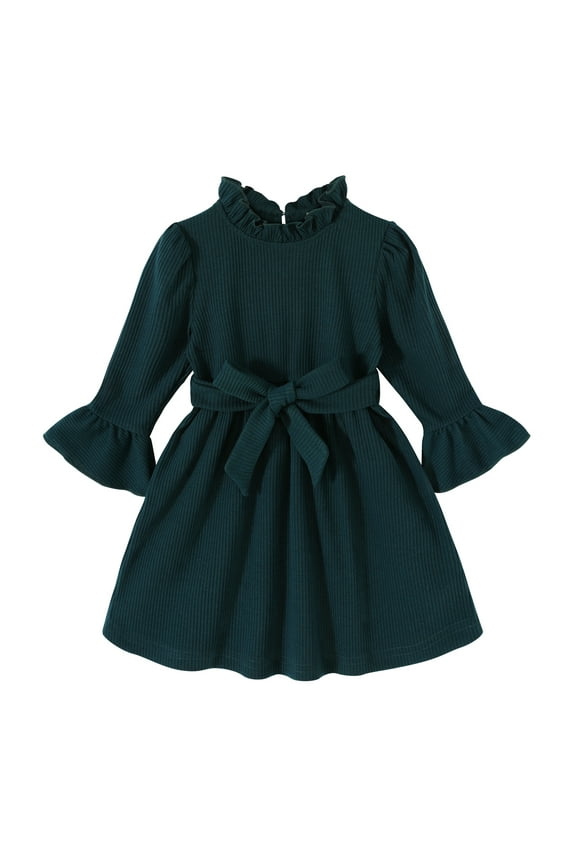 Baby Girl Fall Winter Dress Long Sleeve Turtleneck Vintage Knit Sweater Dress Little Girl Dresses Skirt Outfit Set for 4-5T