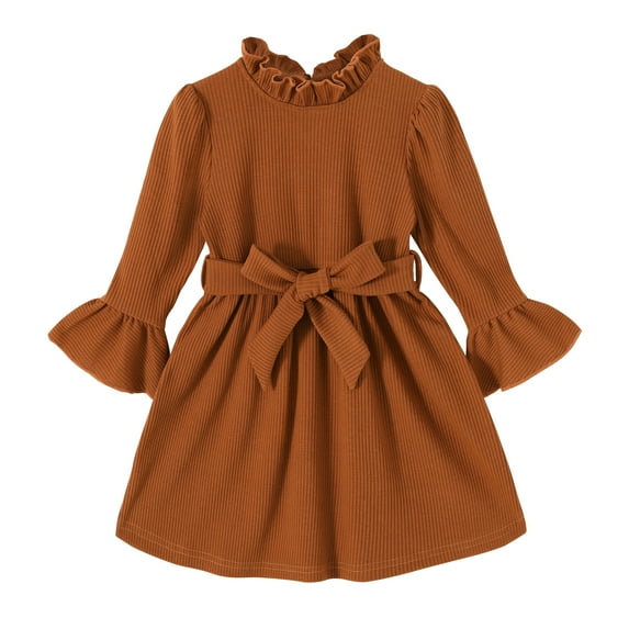 Younger Tree Baby Girl Fall Winter Dress Long Sleeve Turtleneck Vintage Knit Sweater Dress Little Girl Dresses Skirt Outfit Set for 4-5T