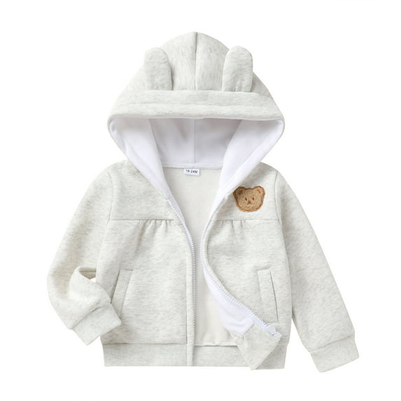 Younger Tree Baby Girl Hoodie Clothes Fall Winter Long Sleeve Zip Fleece Jacket Coat with Pocket for 12-18 Months